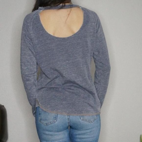 Tokyo Darling Gray Vintage Inspired Sweatshirt with Cutout Super Comfortable XS - Picture 3 of 11